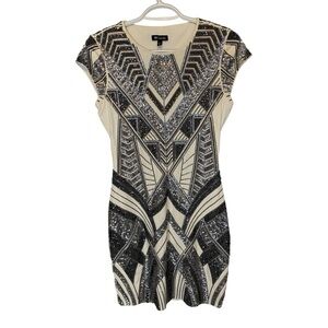 Express Black and White Cap Sleeve Sheath Dress